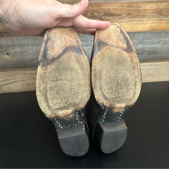 Justin Vintage Cowboy Boots Maroon Burgundy Mens Size 10.5 EE Rodeo Leather - Picture 11 of 12